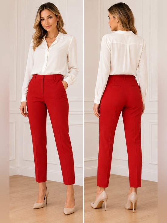 Banana Republic Pants - Banana Republic Slim Fit Ankle Pants 14 Red High Rise Tailored Career NWT